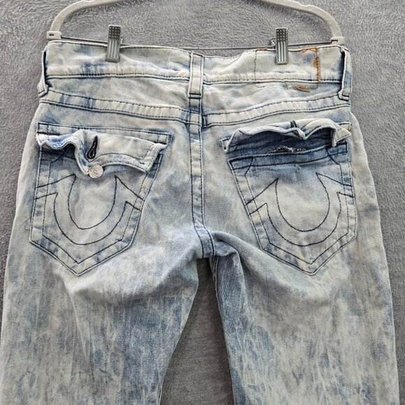 True Religion Men Jeans 32‎ Blue Acid Wash Skinny Denim Mid Rise 33" Inseam - Picture 8 of 12
